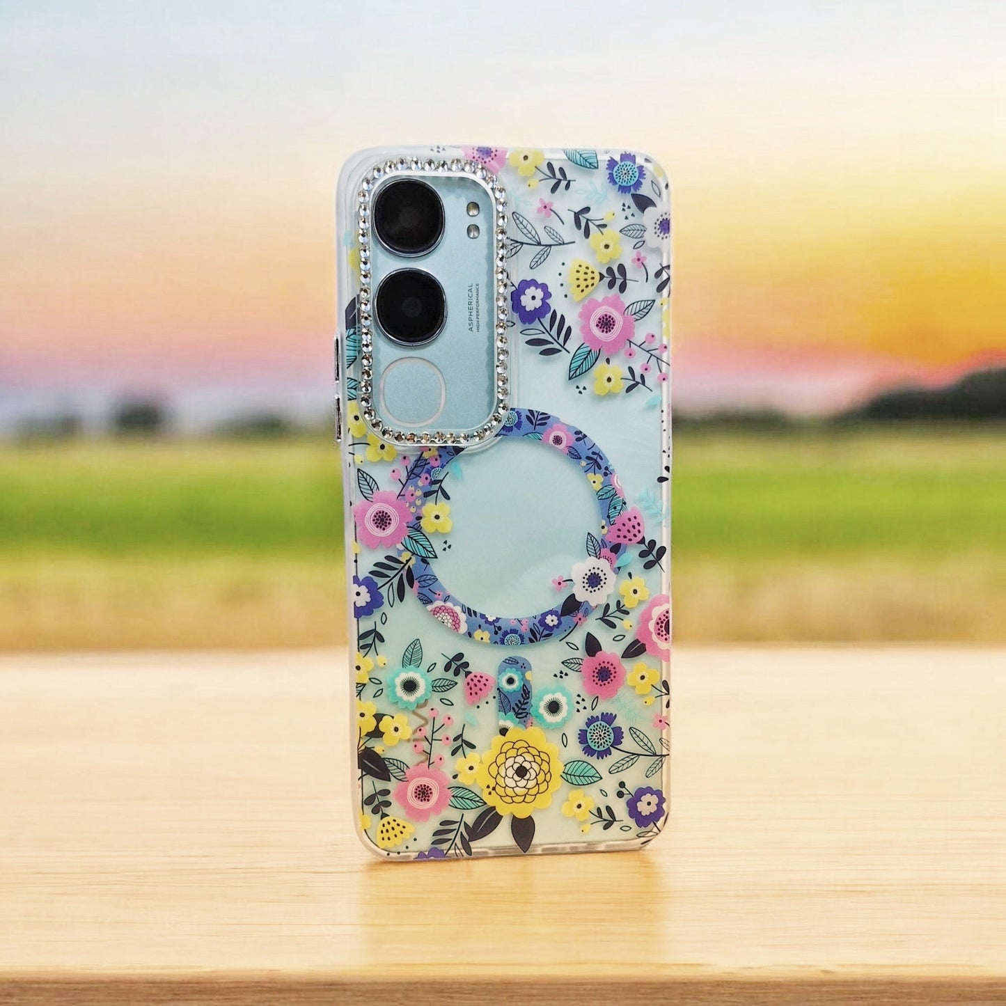 Floral Print Diamond Magsafe design case